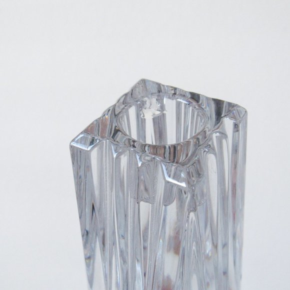 VINTAGE Glass Clear Crystal Lead Candlestick Holder Art Deco Collectable MCM - Picture 10 of 13